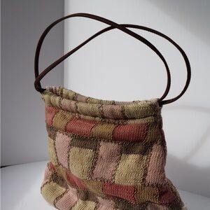 Multicolor Knit Patchwork Shoulder Bag